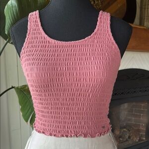 Hollister Pink Smocked Sleeveless Tank Top